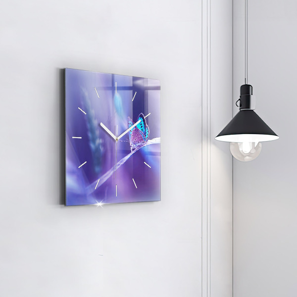 Szögletes fali üvegóra Pillangó a fűben