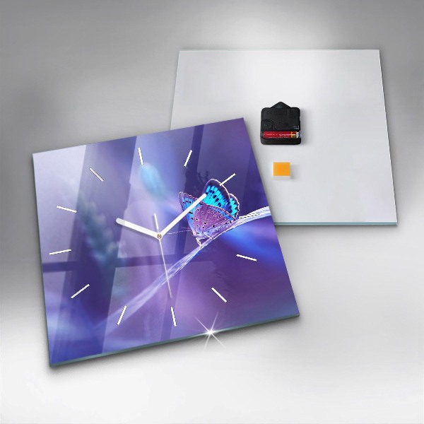 Szögletes fali üvegóra Pillangó a fűben