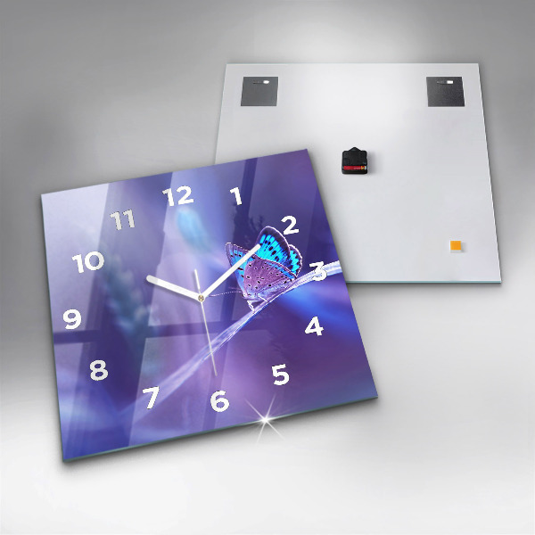 Szögletes fali üvegóra Pillangó a fűben