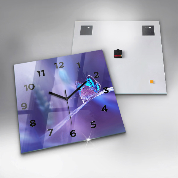 Szögletes fali üvegóra Pillangó a fűben