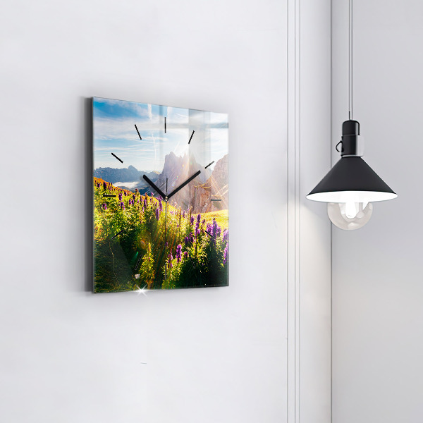 Szögletes fali üvegóra Levendula rét