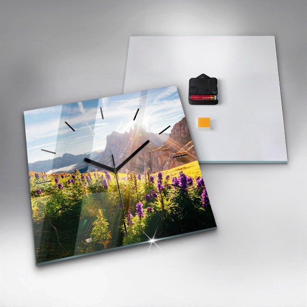 Szögletes fali üvegóra Levendula rét