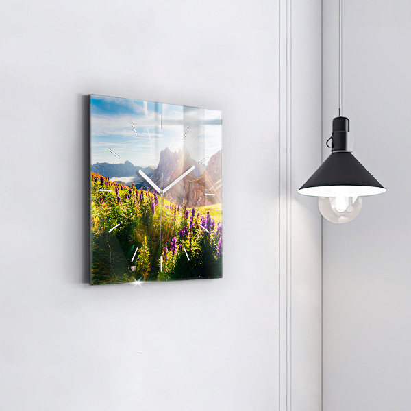 Szögletes fali üvegóra Levendula rét