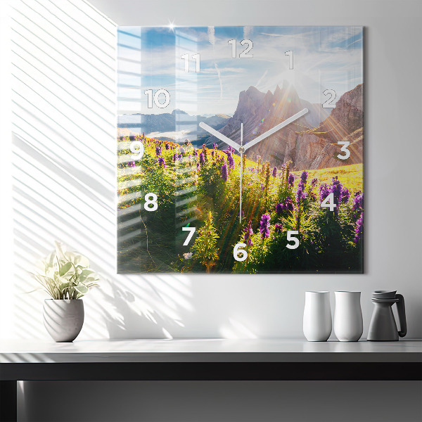 Szögletes fali üvegóra Levendula rét