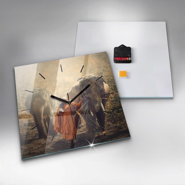 Szögletes fali üvegóra Szerzetes vezető elefánt