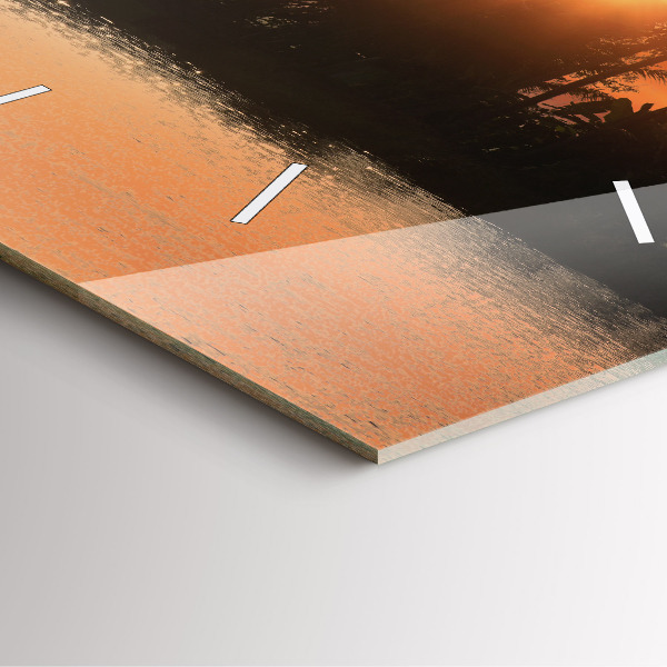 Szögletes fali üvegóra Naplemente és pálmafák