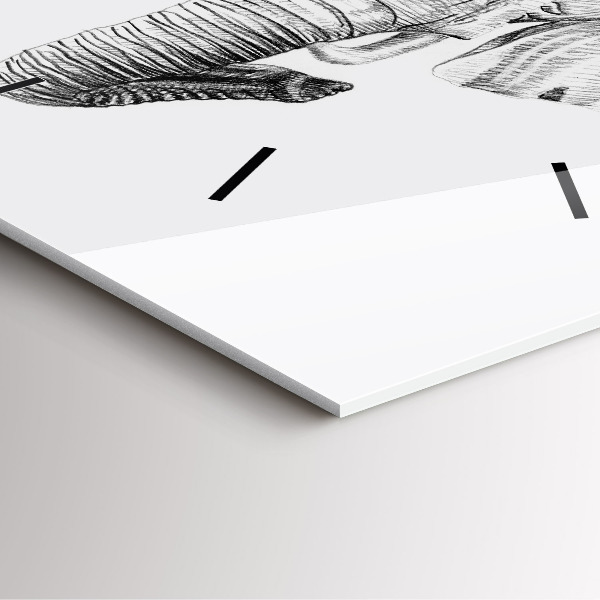 Szögletes fali üvegóra Grafikus elefántfej