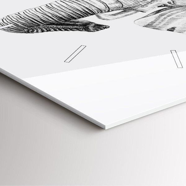 Szögletes fali üvegóra Grafikus elefántfej