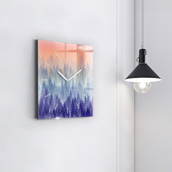 Szögletes fali üvegóra Erdő a ködben