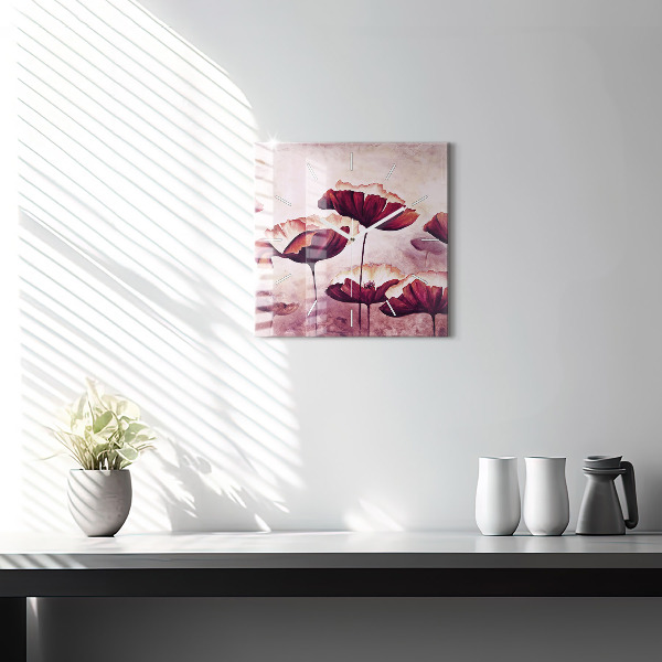 Szögletes fali üvegóra Virágzó mák