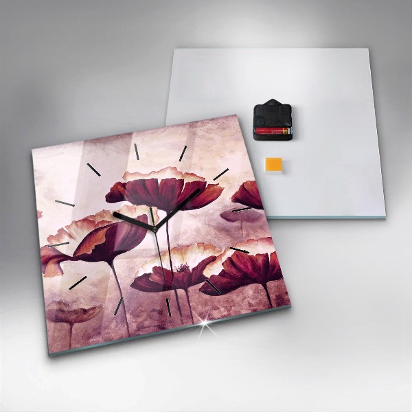 Szögletes fali üvegóra Virágzó mák