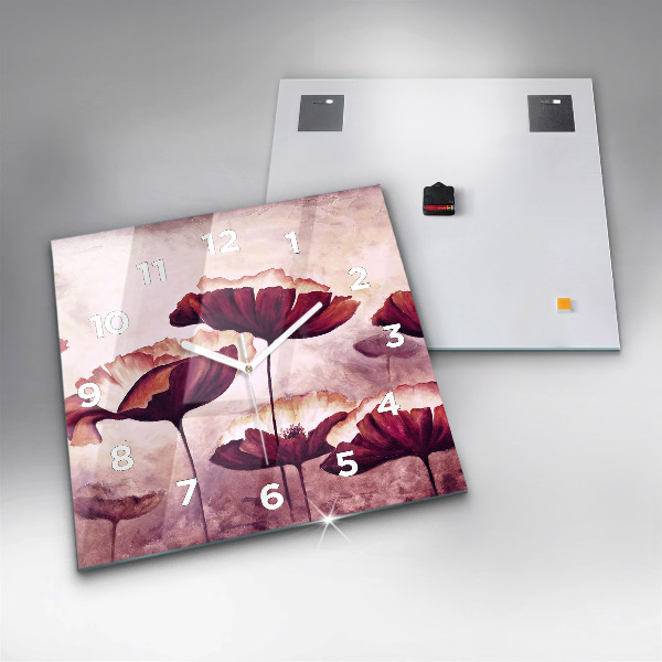 Szögletes fali üvegóra Virágzó mák