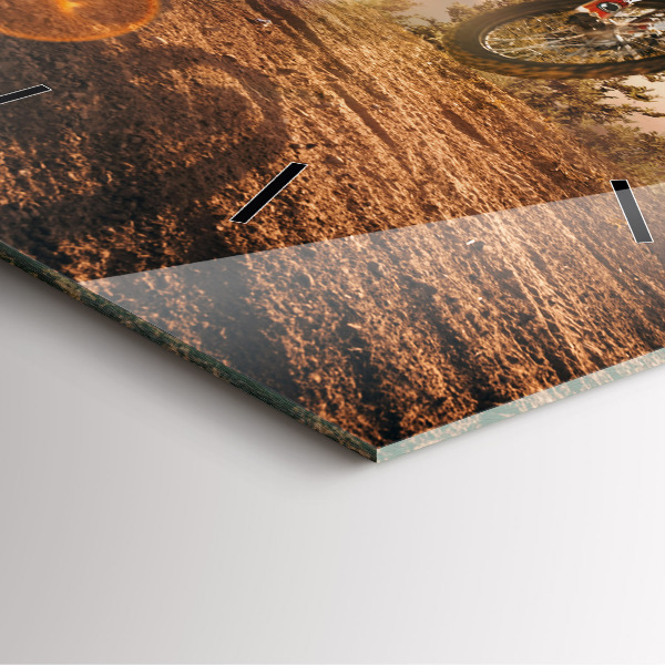 Szögletes fali üvegóra Ember egy motorkerékpáron