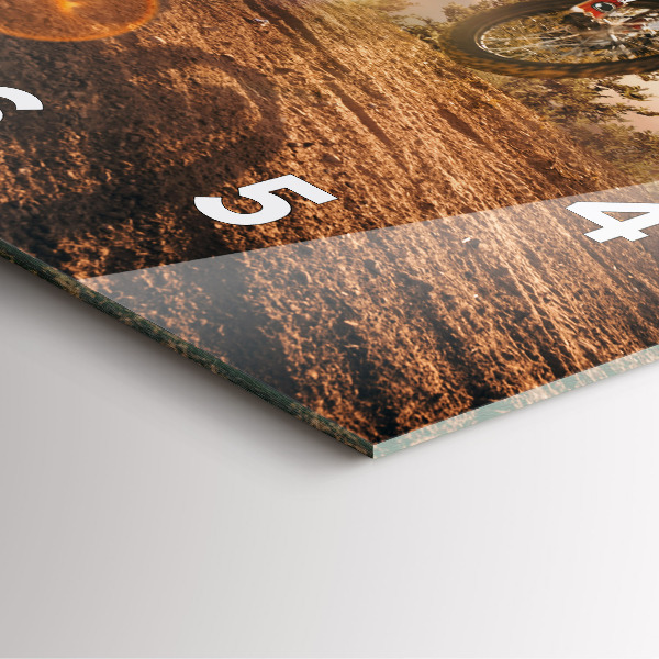 Szögletes fali üvegóra Ember egy motorkerékpáron