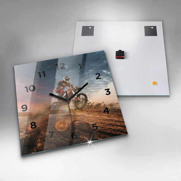 Szögletes fali üvegóra Ember egy motorkerékpáron