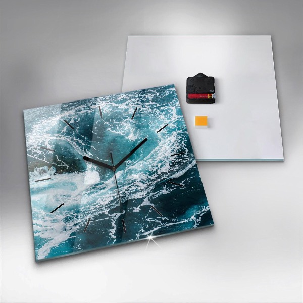 Szögletes fali üvegóra Kavargó habos hullámok