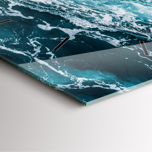 Szögletes fali üvegóra Kavargó habos hullámok