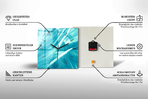 Szögletes fali üvegóra Kavargó habos hullámok