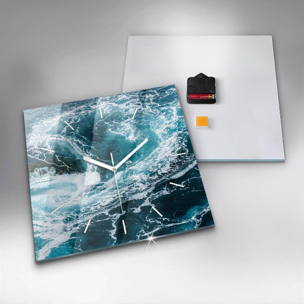 Szögletes fali üvegóra Kavargó habos hullámok