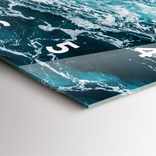 Szögletes fali üvegóra Kavargó habos hullámok