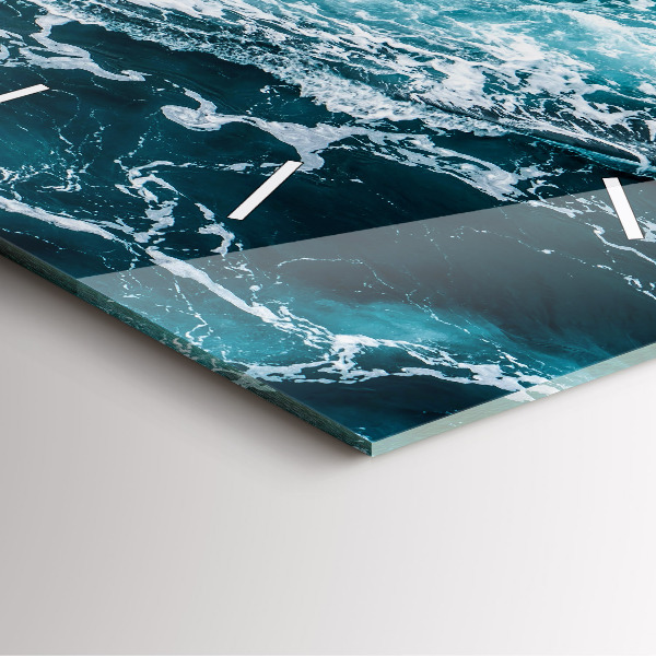 Szögletes fali üvegóra Kavargó habos hullámok