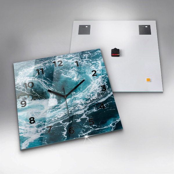 Szögletes fali üvegóra Kavargó habos hullámok