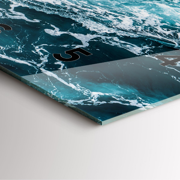 Szögletes fali üvegóra Kavargó habos hullámok