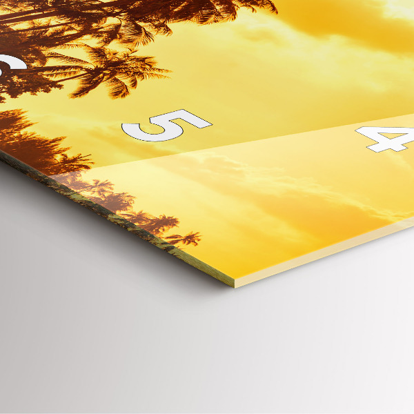 Szögletes fali üvegóra Napos pálmafák