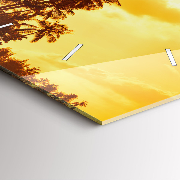 Szögletes fali üvegóra Napos pálmafák