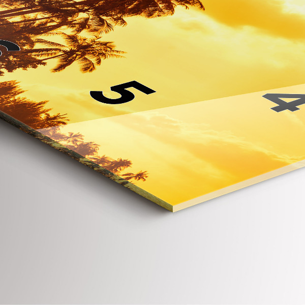 Szögletes fali üvegóra Napos pálmafák