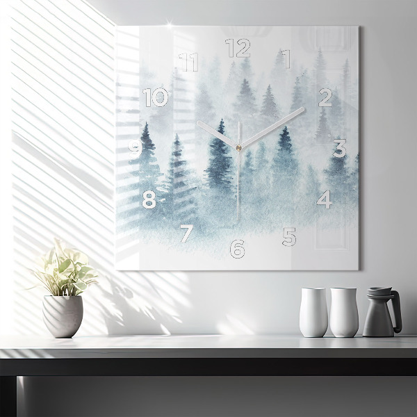 Szögletes fali üvegóra Téli erdő