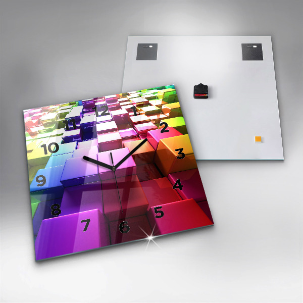 Szögletes fali üvegóra Színes kockák