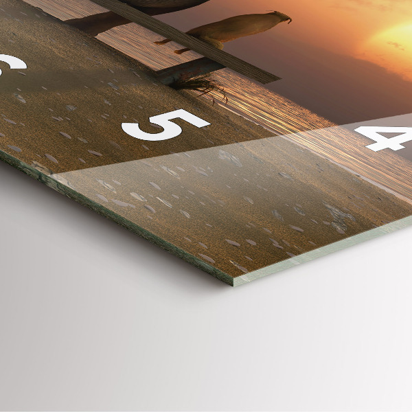 Szögletes fali üvegóra Állatok és naplemente