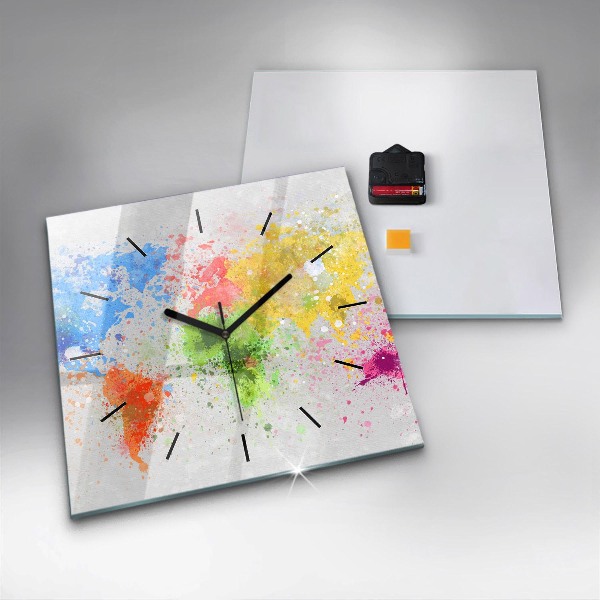 Szögletes fali üvegóra Világtérkép papíron