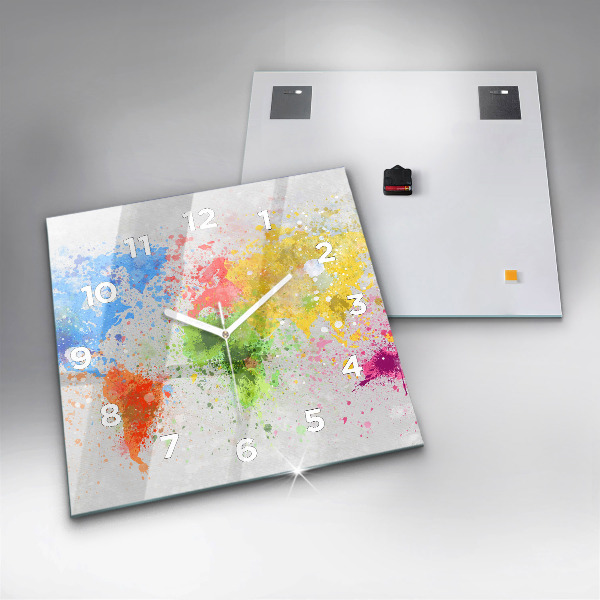 Szögletes fali üvegóra Világtérkép papíron