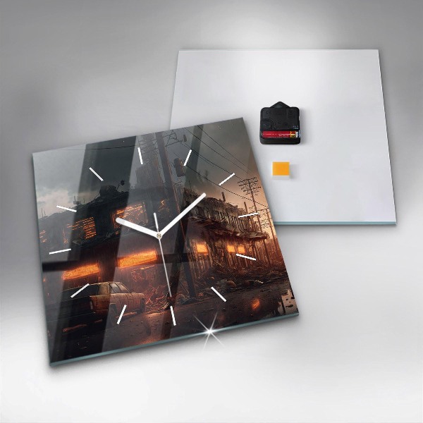 Szögletes fali üvegóra Apokaliptikus épület