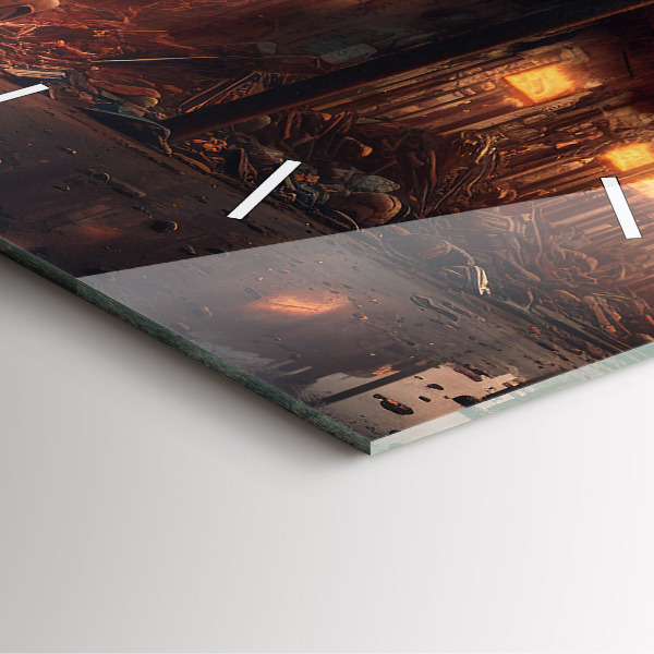 Szögletes fali üvegóra Apokaliptikus épület