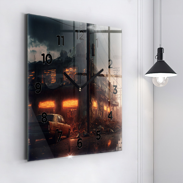 Szögletes fali üvegóra Apokaliptikus épület