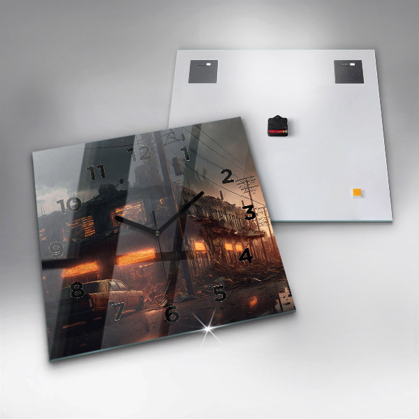 Szögletes fali üvegóra Apokaliptikus épület