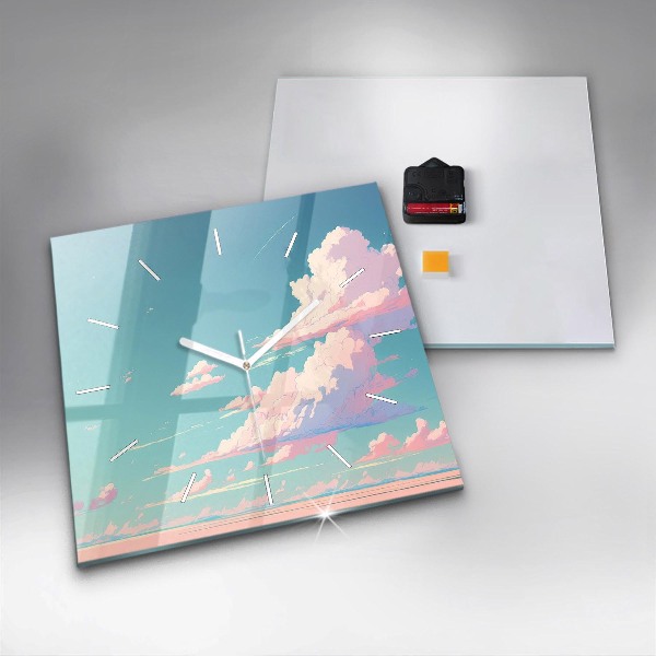 Szögletes fali üvegóra Az ég pasztell színe