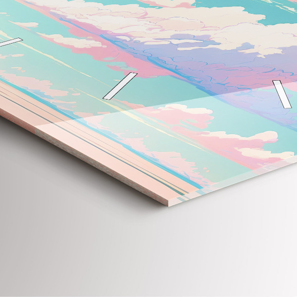 Szögletes fali üvegóra Az ég pasztell színe