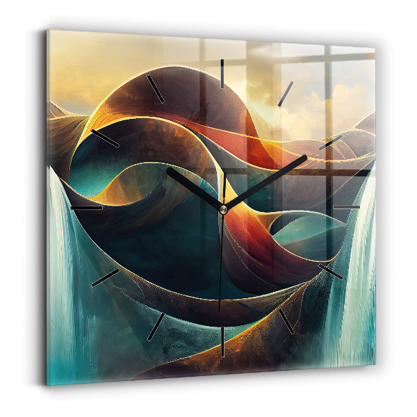 Szögletes fali üvegóra Folyó vízesés