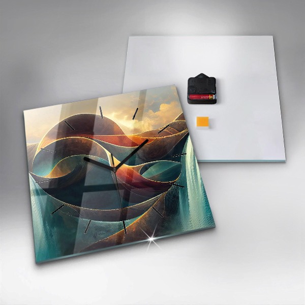 Szögletes fali üvegóra Folyó vízesés