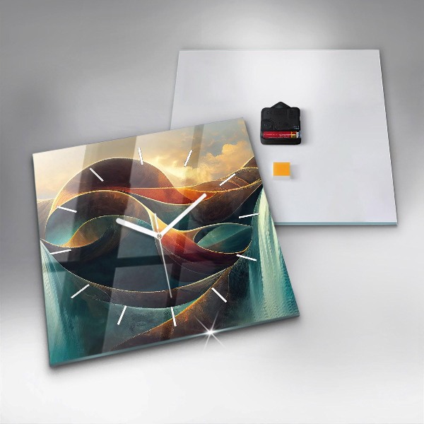 Szögletes fali üvegóra Folyó vízesés