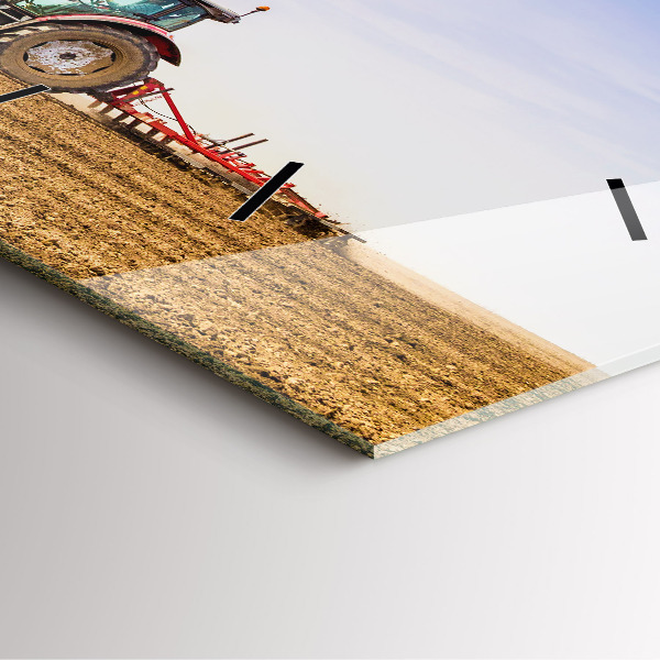 Szögletes fali üvegóra Farmer egy traktoron