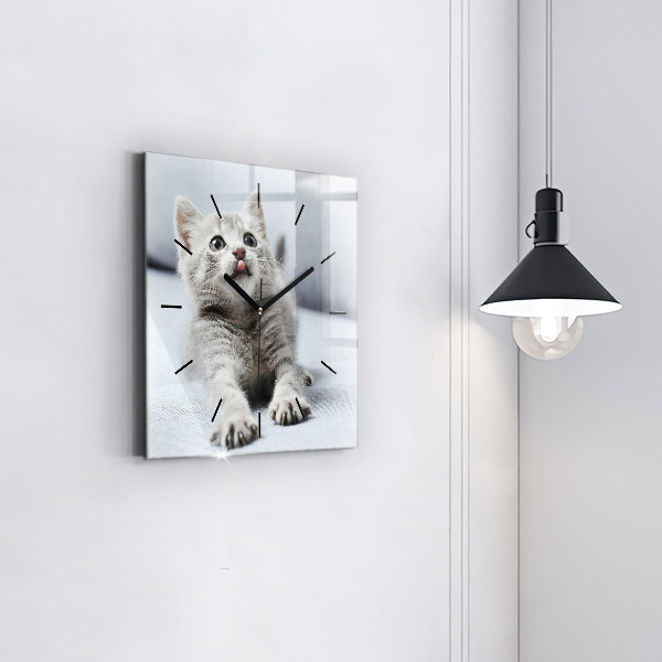 Szögletes fali üvegóra Macska a kanapén