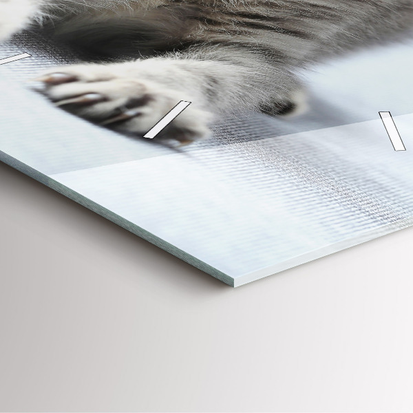 Szögletes fali üvegóra Macska a kanapén