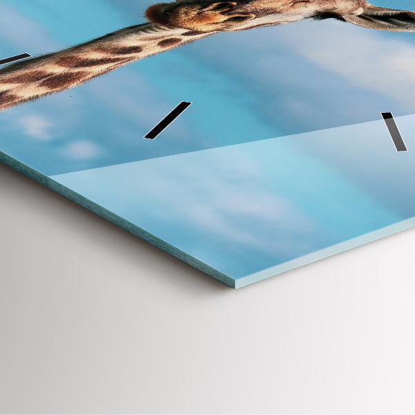 Szögletes fali üvegóra Zsiráf feje az ég felé