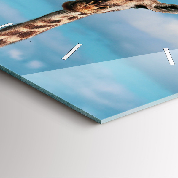 Szögletes fali üvegóra Zsiráf feje az ég felé