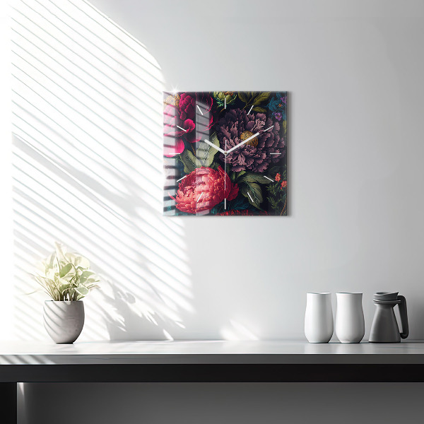 Szögletes fali üvegóra Vintage virágcsokor